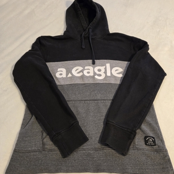 American Eagle Men's Colorblock‎ Logo Hoodie Pullover Sweatshirt Medium - Picture 13 of 13